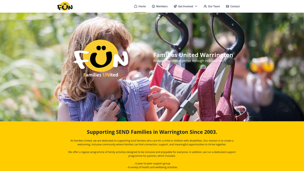 Screenshot of the Families United (Warrington) website