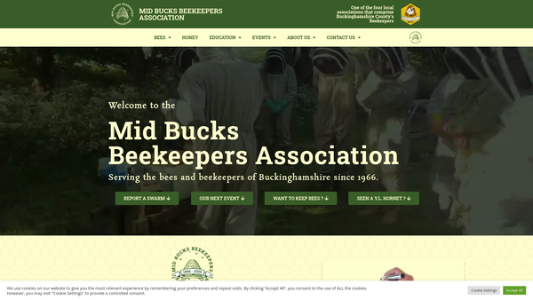 Screenshot of the Mid Bucks Beekeepers Association website