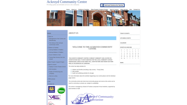 Screenshot of the Ackroyd Community Association website