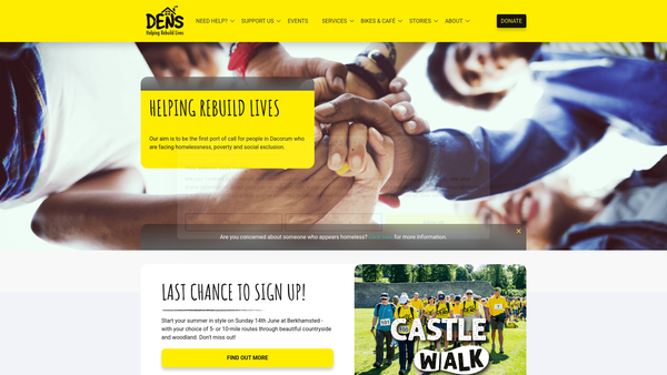 Screenshot of the Dens Limited website