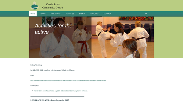 Screenshot of the Castle Street Centre Association website