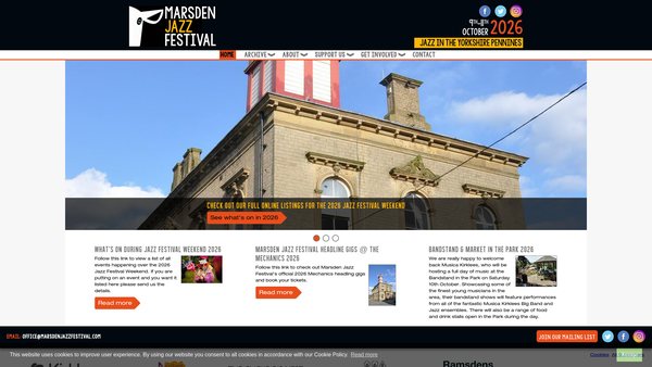 Screenshot of the Marsden Jazz Festival Limited website