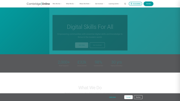 Screenshot of the Cambridge Online website