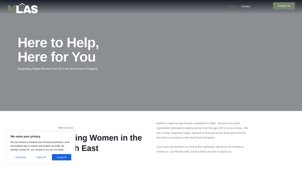 Screenshot of the Northern Ladies Annuity Society website