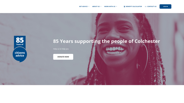 Screenshot of the Citizens Advice Colchester website