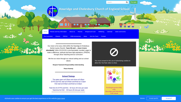 Screenshot of the Hawridge & Cholesbury C Of E School Fund website