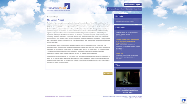 Screenshot of the The Lantern Project website