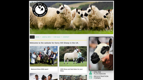 Screenshot of the The Kerry Hill Flock Book Society website
