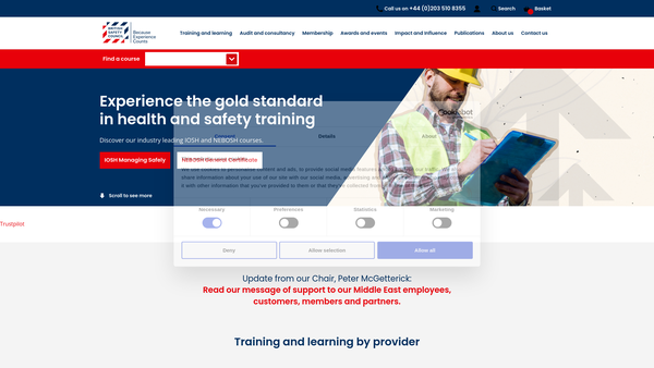 Screenshot of the British Safety Council website