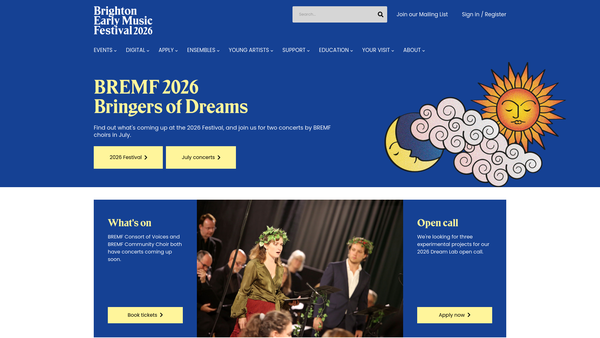 Screenshot of the Brighton Early Music Festival Limited website