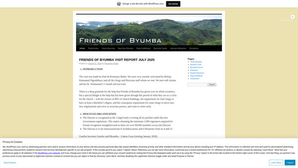 Screenshot of the The Friends Of Byumba Trust website