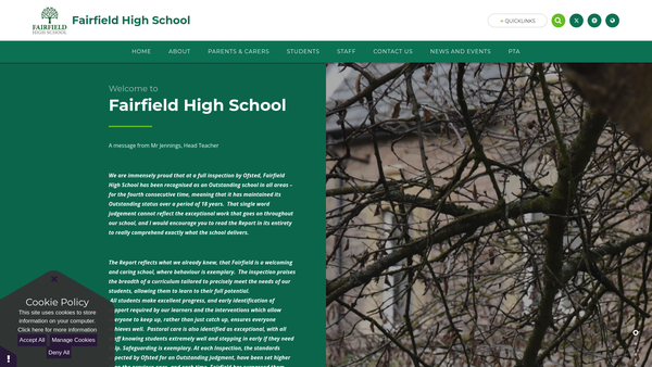 Screenshot of the Fairfield High School Parent Teacher Association website