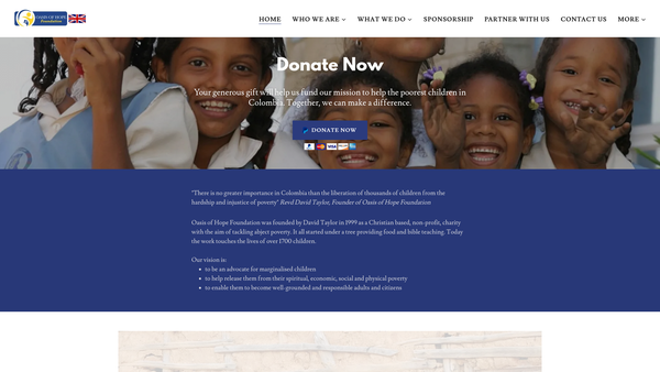 Screenshot of the Oasis Of Hope Foundation-Uk website