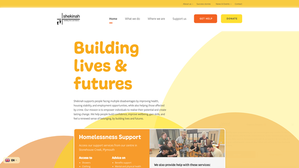 Screenshot of the Shekinah Mission (Plymouth) Limited website