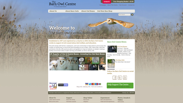 Screenshot of the Barn Owl Centre Ltd website