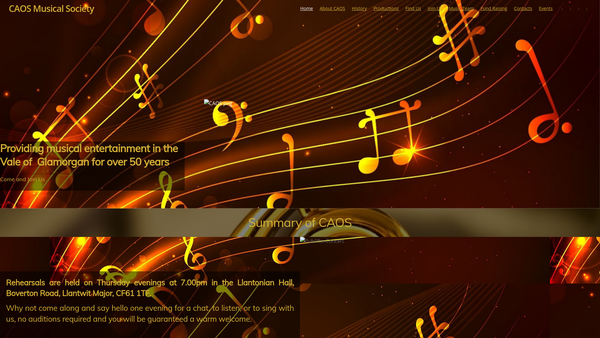 Screenshot of the Cowbridge Amateur Operatic Society website