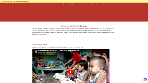 Screenshot of the Hands Of Mercy International website