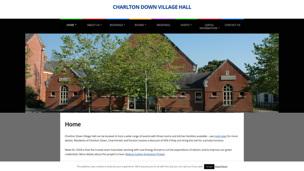 Screenshot of the Charlton Down Village Hall website