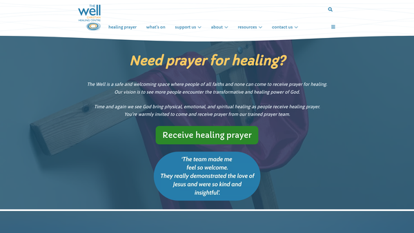Screenshot of the The Well, Christian Healing Centre website