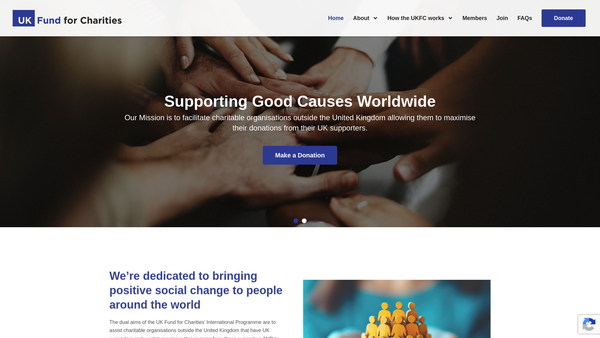 Screenshot of the UK Fund For Charities website