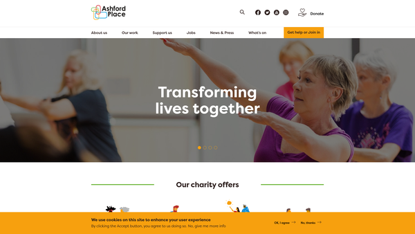 Screenshot of the Ashford Place website