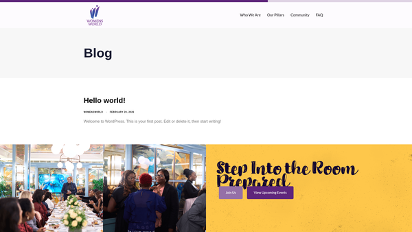 Screenshot of the Womens World Ltd website