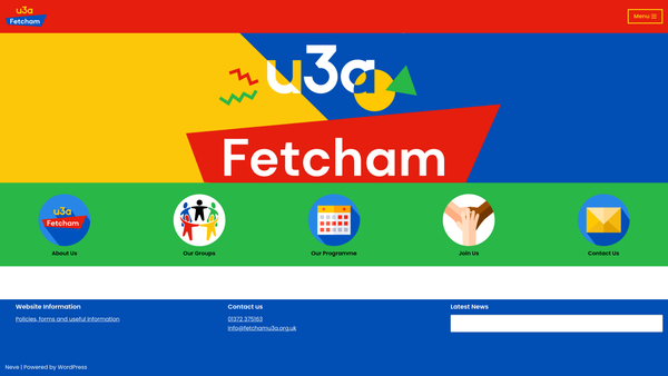 Screenshot of the Fetcham & District U3A website
