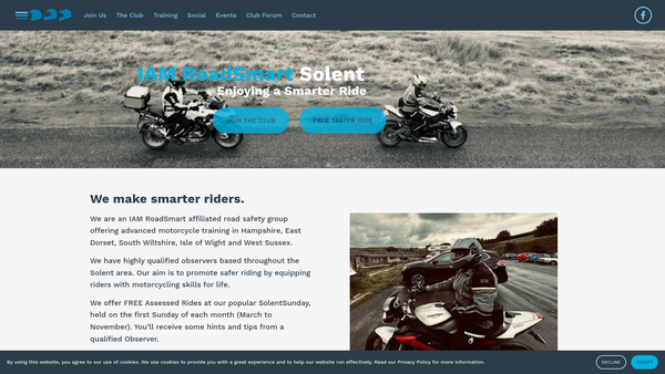Screenshot of the Solent Advanced Motorcyclists website