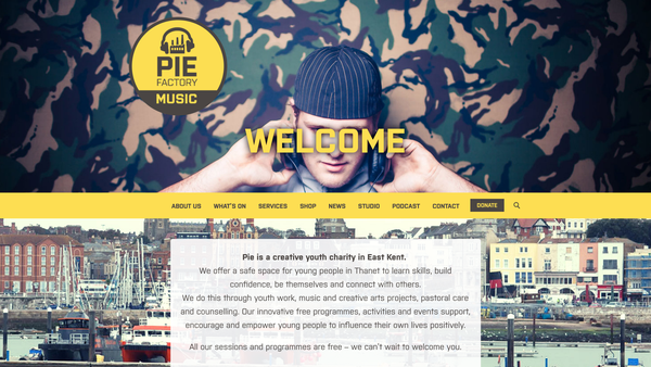 Screenshot of the Pie Factory Music website