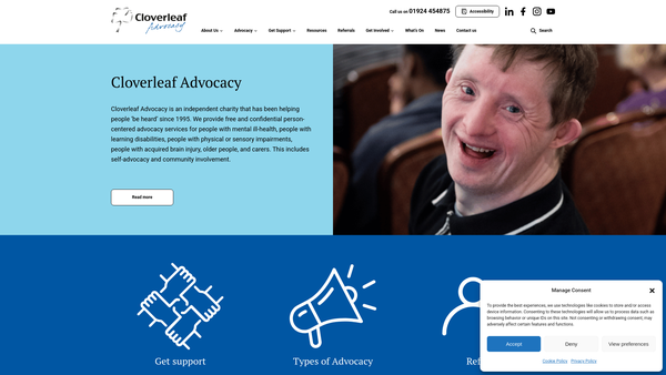 Screenshot of the Cloverleaf Advocacy 2000 Ltd website