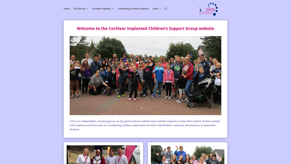 Screenshot of the Cochlear Implanted Children's Support Group (Cic's Group) website