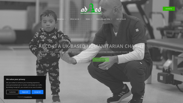 Screenshot of the Action Around Bethlehem Children With Disability website