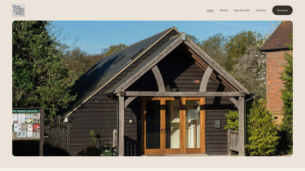 Screenshot of the Penn Street Village Hall website