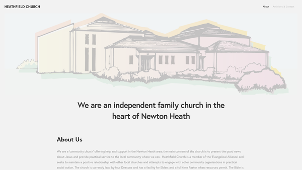 Screenshot of the The Heathfield Church Trust website