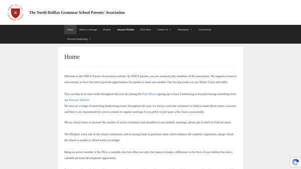 Screenshot of the The North Halifax Grammar School Parents' Association website