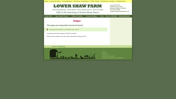 Screenshot of the Lower Shaw Farm Children's Project website