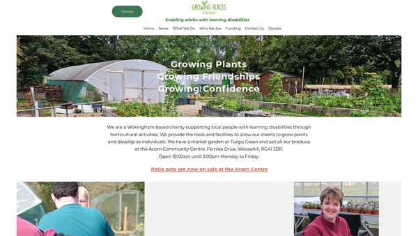 Screenshot of the Growing Places Berkshire website