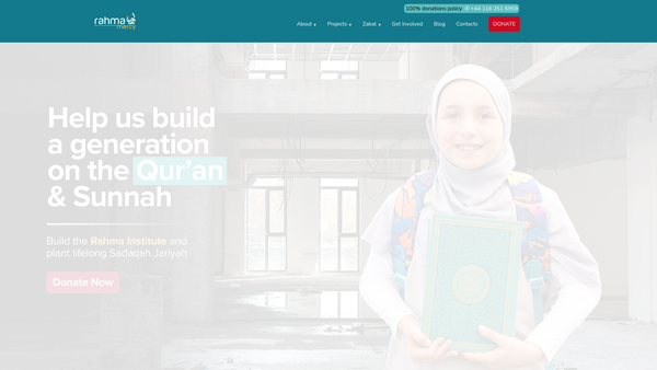 Screenshot of the Rahma (Mercy) website