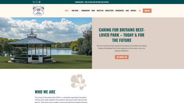 Screenshot of the Friends Of Roundhay Park website