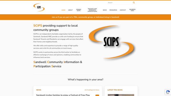 Screenshot of the Sandwell Community Information And Participation Service Limited website