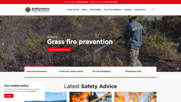 Screenshot of the Staffordshire Fire And Rescue Memorial Garden website