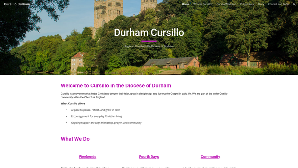 Screenshot of the Durham Anglican Cursillo website