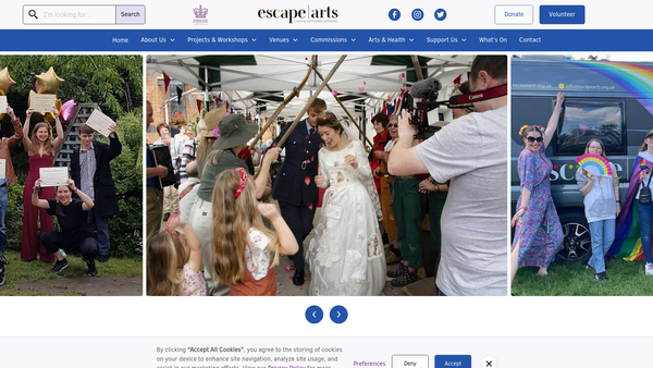 Screenshot of the Escape Community Art In Action website