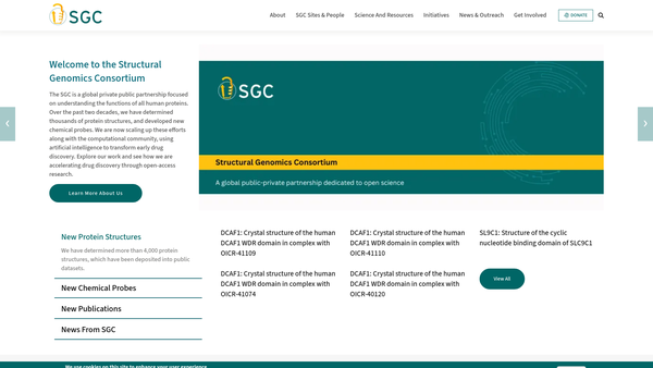 Screenshot of the Structural Genomics Consortium website