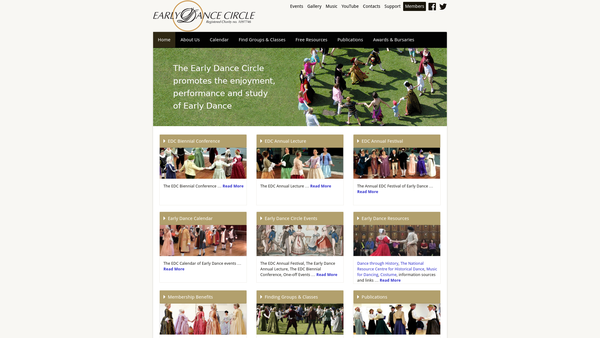 Screenshot of the The Early Dance Circle website