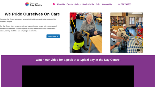 Screenshot of the Skegness Day Centre Limited website