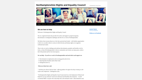 Screenshot of the Northamptonshire Rights And Equality Council website