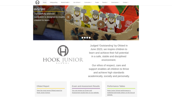 Screenshot of the Hook Junior School Development Trust website
