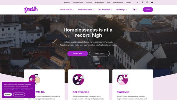 Screenshot of the P.a.t.h. (Plymouth Access To Housing) Limited website