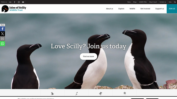 Screenshot of the Isles Of Scilly Wildlife Trust Limited website